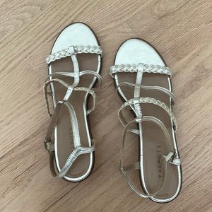 Talbots size 10 subtle gold metallic sandals low heel barely worn